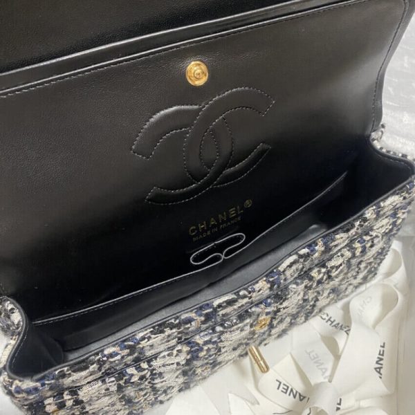 Chanel Classic Flap Black/Beige Glitter Tweed Replica 1112 - Image 8