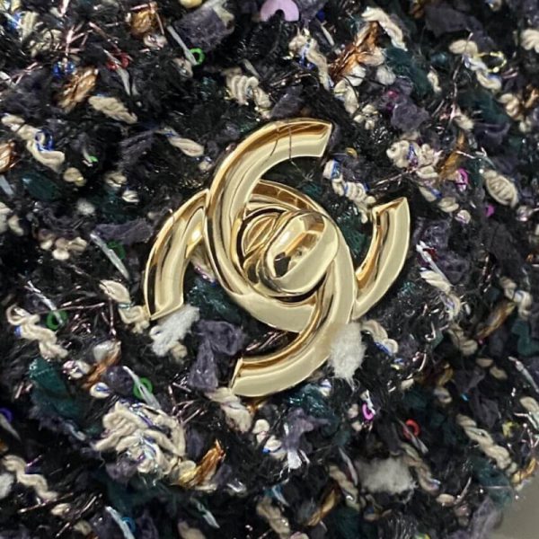 Replica Chanel Navy Blue Multicolor Glitter Tweed Flap Bag - Image 5