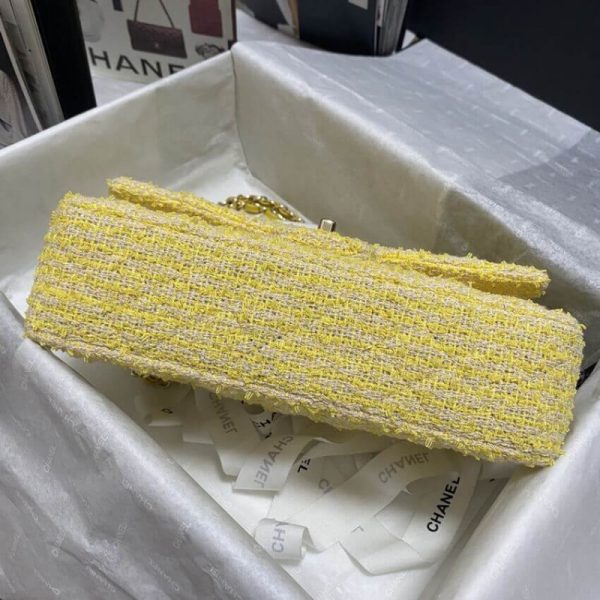 Chanel Classic Flap Bag Replica - Yellow Tweed 1112 - Image 5
