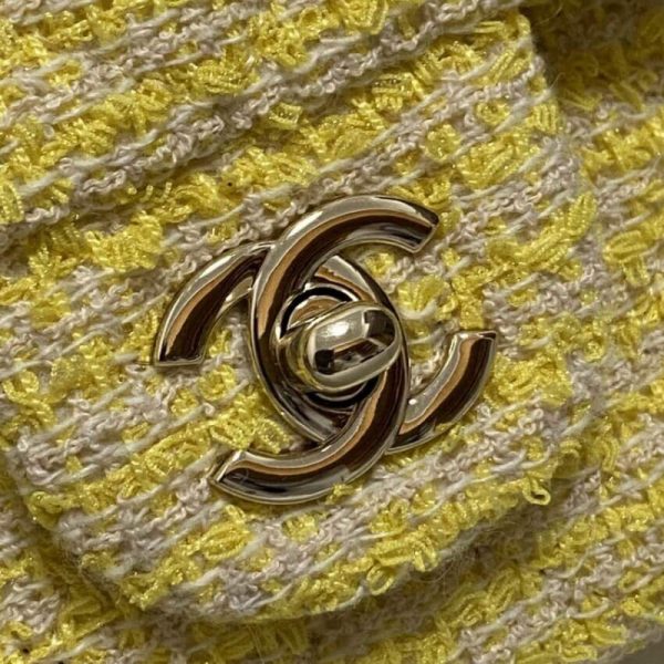 Chanel Classic Flap Bag Replica - Yellow Tweed 1112 - Image 6