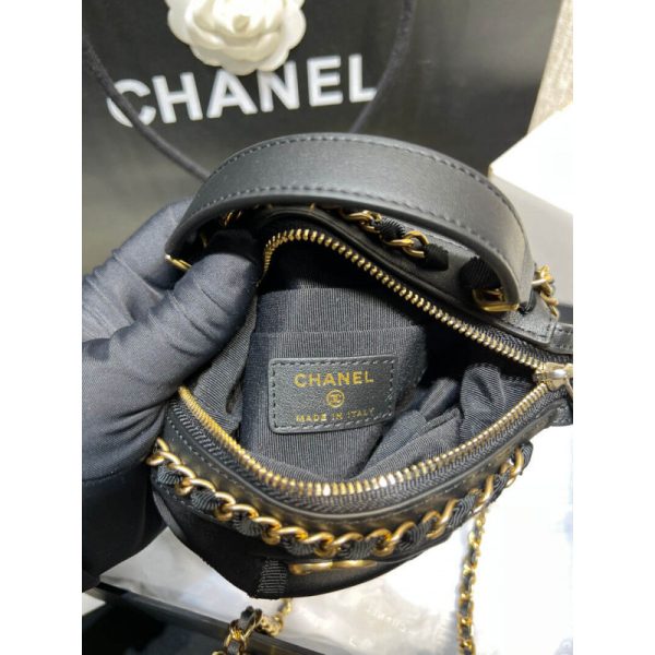 Black Replica Chanel Nylon Grosgrain Clutch with Chain Ap2669 - Image 11