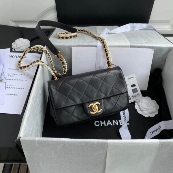 Chanel Crystal Pearl Chain Flap Bag Replica As2210 - Elegant Design - Image 2