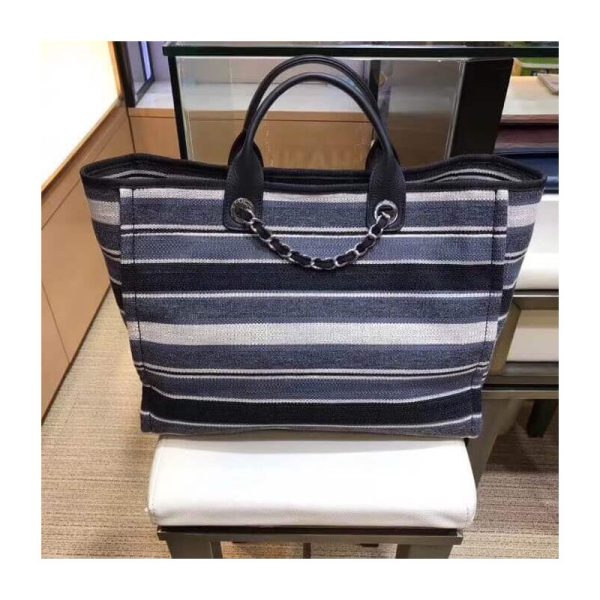 Replica Chanel Deauville Black Grey Tweed Tote - Style A66941 - Image 3