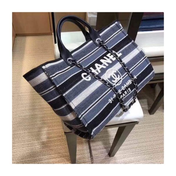 Replica Chanel Deauville Black Grey Tweed Tote - Style A66941 - Image 5