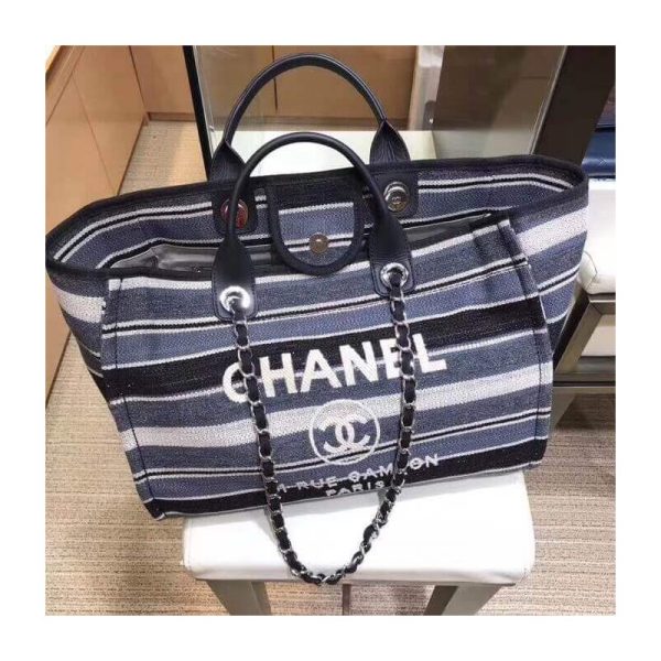 Replica Chanel Deauville Black Grey Tweed Tote - Style A66941 - Image 7
