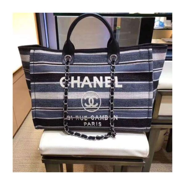 Replica Chanel Deauville Black Grey Tweed Tote - Style A66941