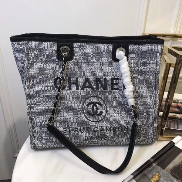 Chanel Deauville Canvas Chain Shoulder Tote - 33cm A66939 - Image 2