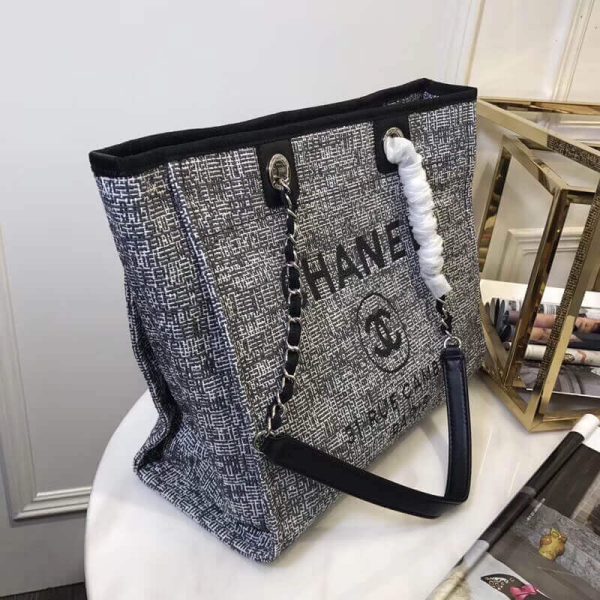 Chanel Deauville Canvas Chain Shoulder Tote - 33cm A66939 - Image 5
