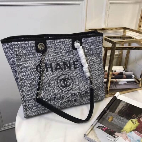 Chanel Deauville Canvas Chain Shoulder Tote - 33cm A66939