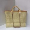 Best Replicas Bags - Chanel Deauville Tote 38Cm Apricot/Gold Canvas Replica Shop For Best Louis Vuitton LV Replica Bags With Cheap Price