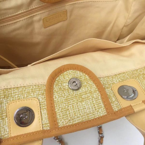 Chanel Deauville Tote 38Cm Apricot/Gold Canvas Replica - Image 7