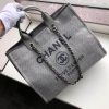 Best Replicas Bags - Chanel Deauville Tote Replica in Ash Grey Canvas, 38cm Shop For Best Louis Vuitton LV Replica Bags With Cheap Price