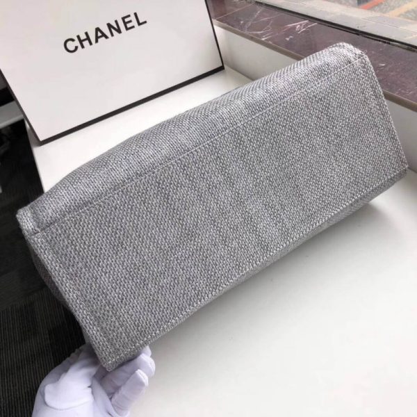 Chanel Deauville Tote Replica in Ash Grey Canvas, 38cm - Image 4