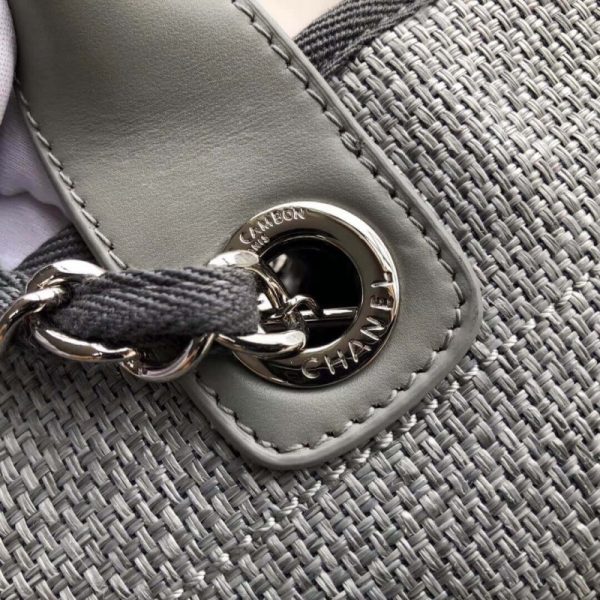 Chanel Deauville Tote Replica in Ash Grey Canvas, 38cm - Image 7