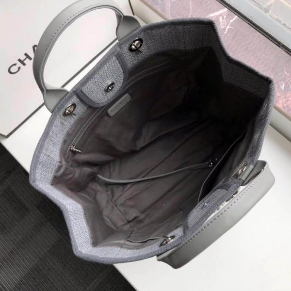 Chanel Deauville Tote Replica in Ash Grey Canvas, 38cm - Image 8