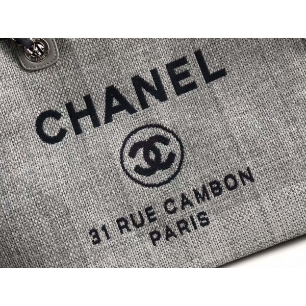 Chanel Deauville Tote Replica in Ash Grey Canvas, 38cm - Image 9