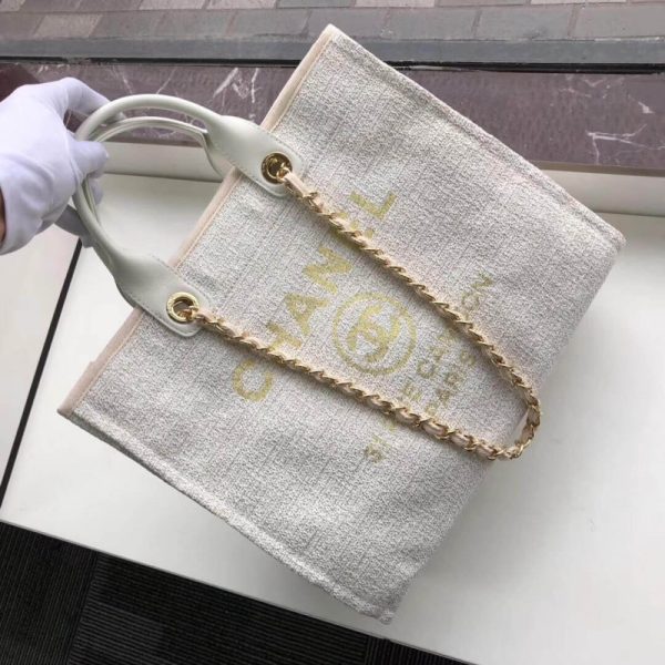 Replica Chanel Deauville 38Cm Canvas Tote – Beige/White A66941 - Image 3