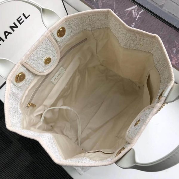 Replica Chanel Deauville 38Cm Canvas Tote – Beige/White A66941 - Image 8