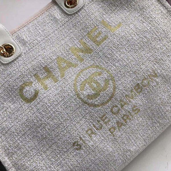 Replica Chanel Deauville 38Cm Canvas Tote – Beige/White A66941 - Image 9