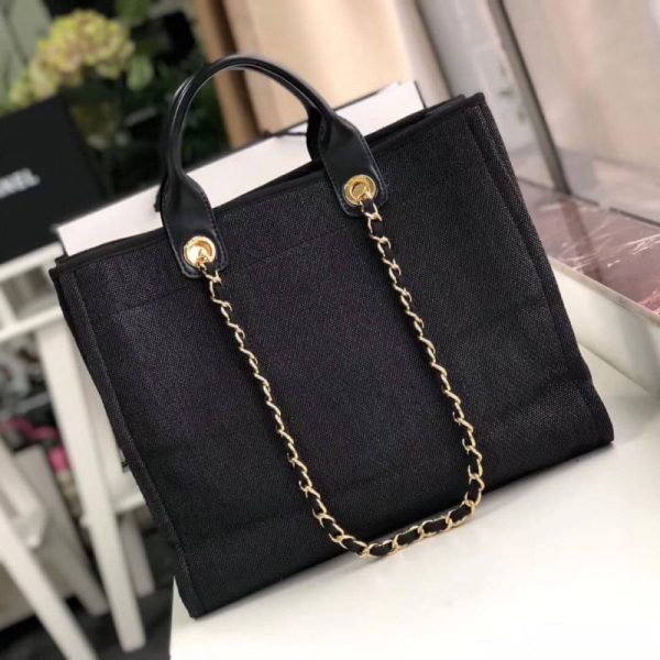 Chanel Deauville Tote 38cm Black/Grey Canvas Replica A66941 - Image 2