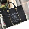 Best Replicas Bags - Chanel Deauville Tote 38cm Black/Grey Canvas Replica A66941 Shop For Best Louis Vuitton LV Replica Bags With Cheap Price