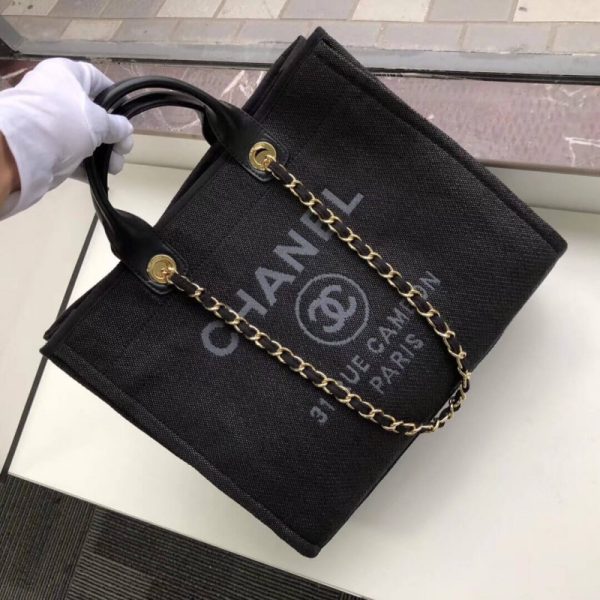 Chanel Deauville Tote 38cm Black/Grey Canvas Replica A66941 - Image 3