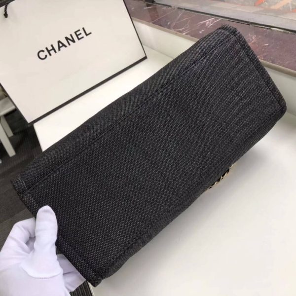 Chanel Deauville Tote 38cm Black/Grey Canvas Replica A66941 - Image 4