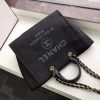 Best Replicas Bags - Chanel Deauville Tote 38cm Black/Grey Canvas Replica A66941 Shop For Best Louis Vuitton LV Replica Bags With Cheap Price
