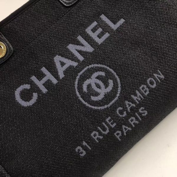 Chanel Deauville Tote 38cm Black/Grey Canvas Replica A66941 - Image 6