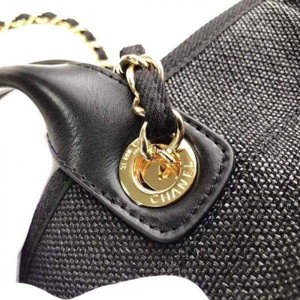Chanel Deauville Tote 38cm Black/Grey Canvas Replica A66941 - Image 7