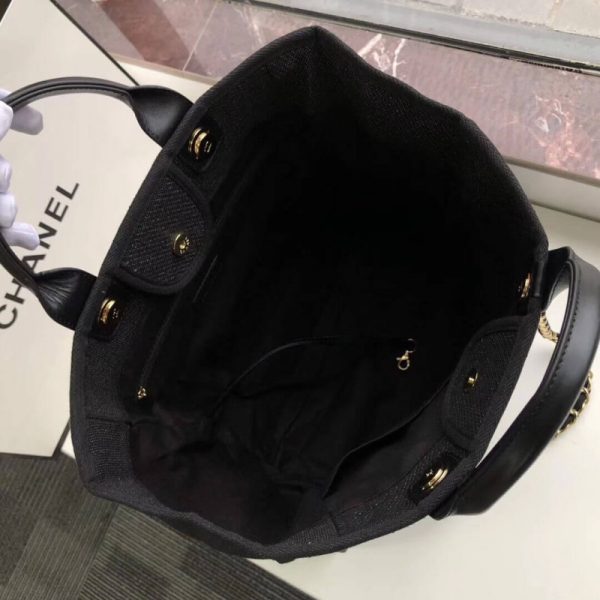 Chanel Deauville Tote 38cm Black/Grey Canvas Replica A66941 - Image 8