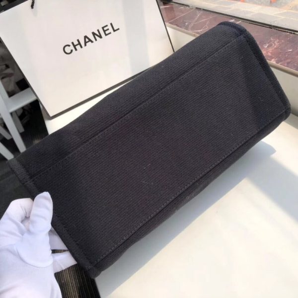 Chanel Deauville Tote 38Cm Replica Black/White Canvas Bag A66941 - Image 3