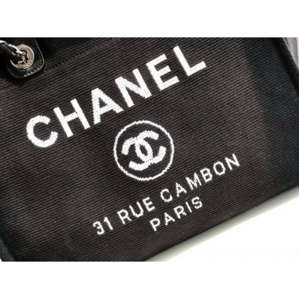 Chanel Deauville Tote 38Cm Replica Black/White Canvas Bag A66941 - Image 6