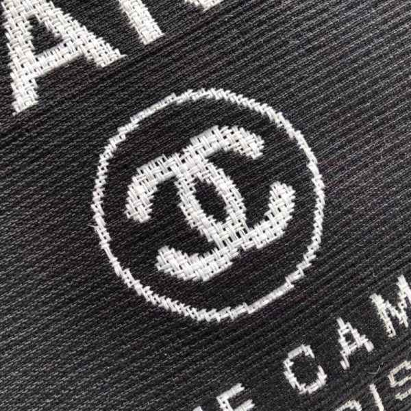 Chanel Deauville Tote 38Cm Replica Black/White Canvas Bag A66941 - Image 7
