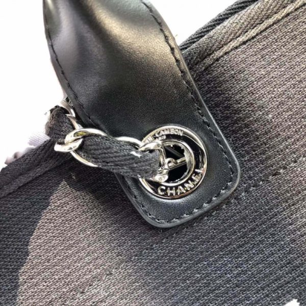 Chanel Deauville Tote 38Cm Replica Black/White Canvas Bag A66941 - Image 8