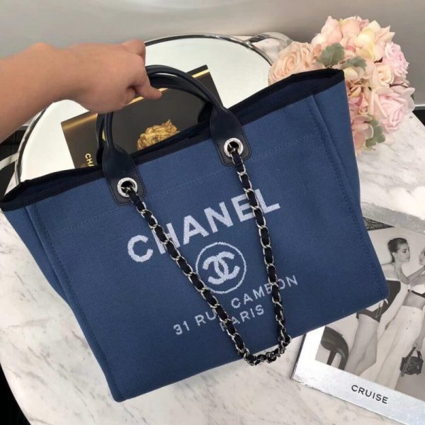Replica Chanel Deauville 38Cm Canvas Tote Bag - Blue A66941 - Image 2