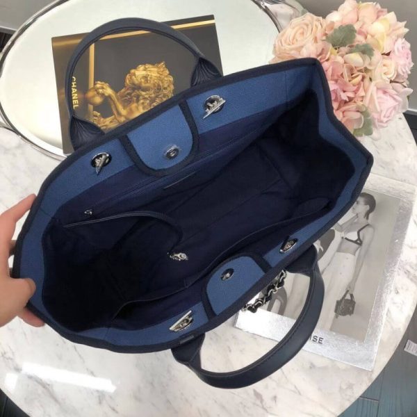 Replica Chanel Deauville 38Cm Canvas Tote Bag - Blue A66941 - Image 9