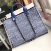 Best Replicas Bags - Replica Chanel Deauville Tote 38cm Blue Jacquard Canvas Bag Shop For Best Louis Vuitton LV Replica Bags With Cheap Price