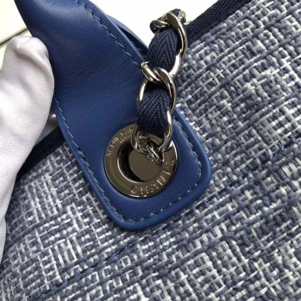 Replica Chanel Deauville Tote 38cm Blue Jacquard Canvas Bag - Image 6