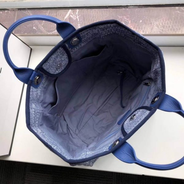 Replica Chanel Deauville Tote 38cm Blue Jacquard Canvas Bag - Image 8