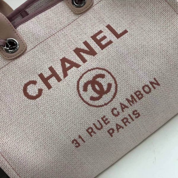 Chanel Deauville Tote 38Cm Canvas Bag - Bubblegum Pink Replica - Image 6