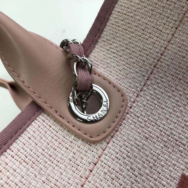 Chanel Deauville Tote 38Cm Canvas Bag - Bubblegum Pink Replica - Image 8