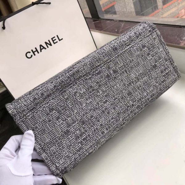 Chanel Deauville Tote 38cm Charcoal Jacquard Replica - Image 8