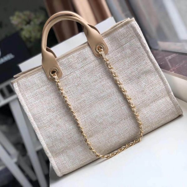 Replica Chanel Deauville 38Cm Canvas Tote - Cream/Beige A66941 - Image 2