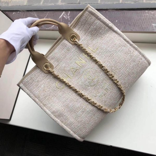 Replica Chanel Deauville 38Cm Canvas Tote - Cream/Beige A66941 - Image 3