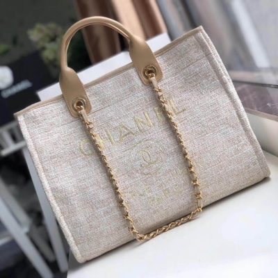 Replica Chanel Deauville 38Cm Canvas Tote - Cream/Beige A66941
