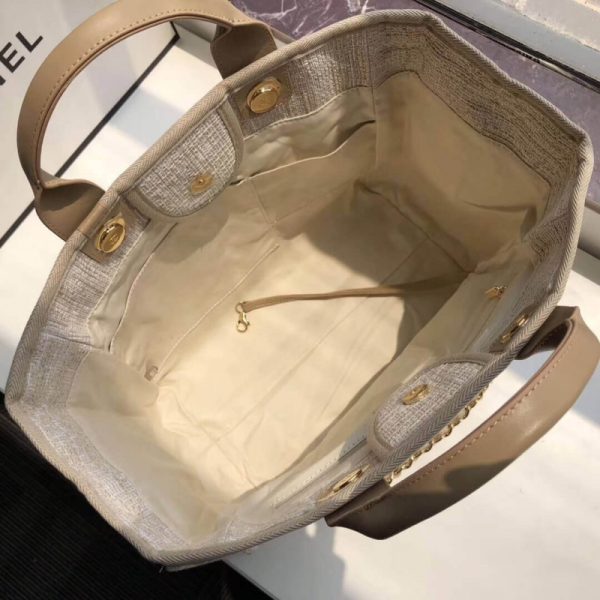 Replica Chanel Deauville 38Cm Canvas Tote - Cream/Beige A66941 - Image 7