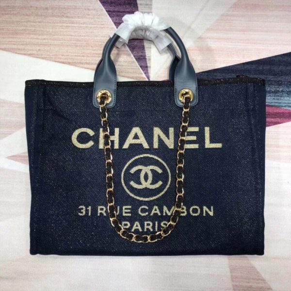 Replica Chanel Deauville Tote 38cm - Denim Blue/Gold A66941 - Image 2