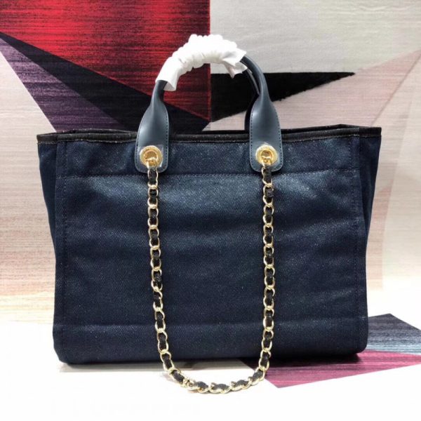 Replica Chanel Deauville Tote 38cm - Denim Blue/Gold A66941 - Image 3