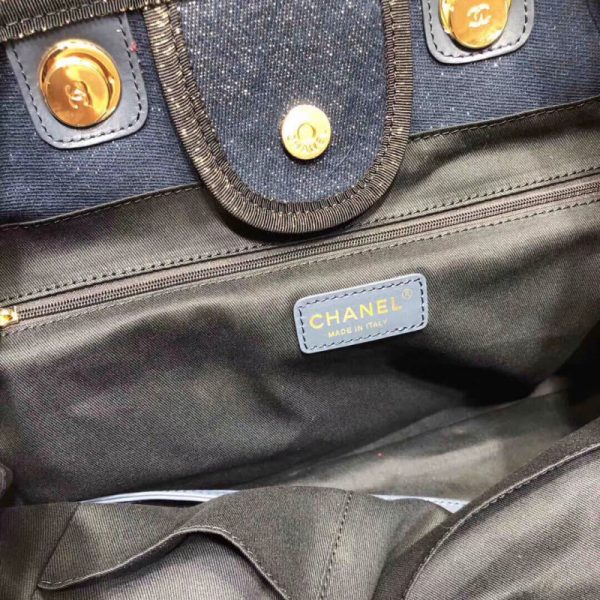 Replica Chanel Deauville Tote 38cm - Denim Blue/Gold A66941 - Image 9